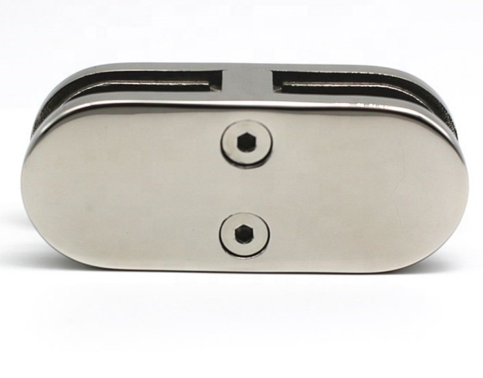 Соединитель стекло Inoxstore, стекло 180°,  106х45х30 мм, под стекло 12 мм, полированный, AISI 304