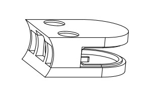 Стеклодержатель Inoxstore литой полукруглый AISI 304, 40х50х25 мм / Ø 0мм, под стекло 8 мм, полированный, AISI 304