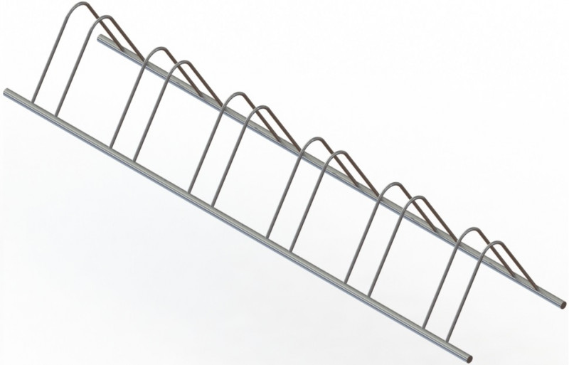 Велопарковка Inoxstore (л-образная) 6 мест, удвоенная дуга из нержавеющей стали AISI 304, полированная, 440х2960х640 мм